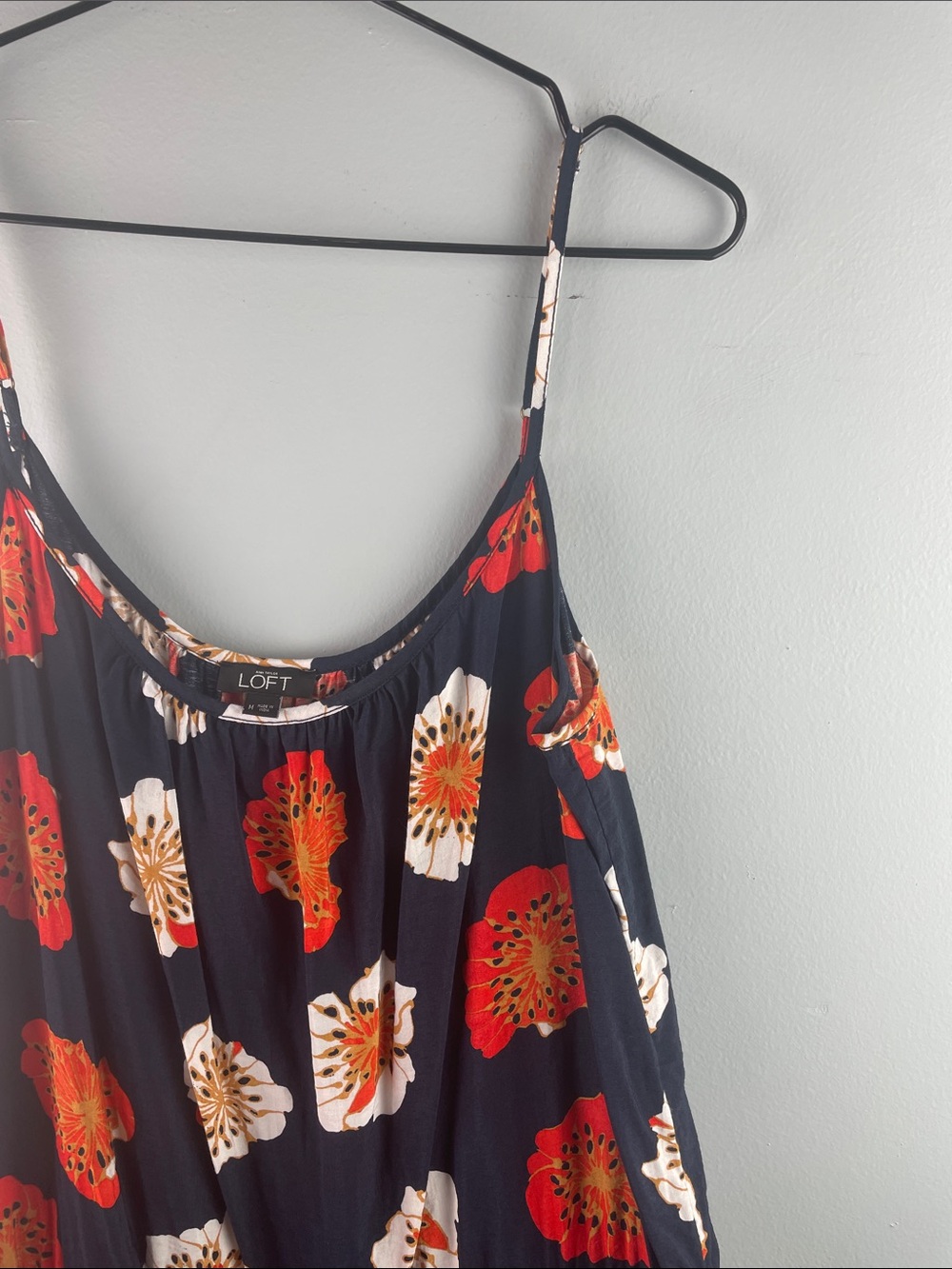 Loft Navy Floral Jumpsuit with Adjustable Straps Size M - Picture 6 of 9